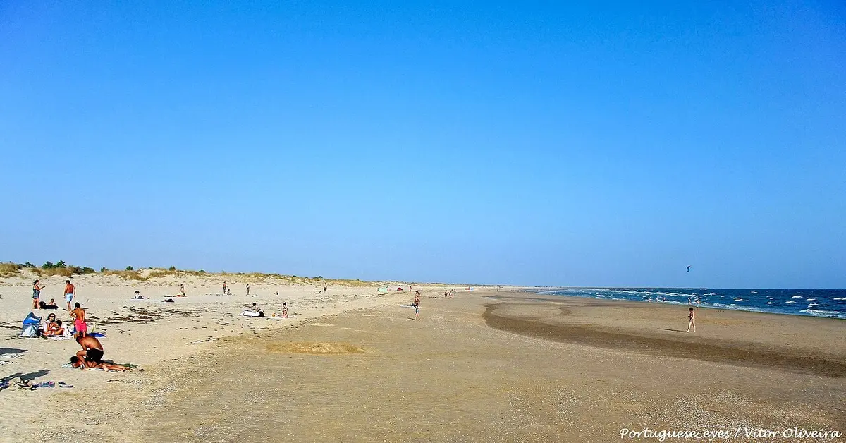 The sandy beach at Santo António near the Guadiana estuary