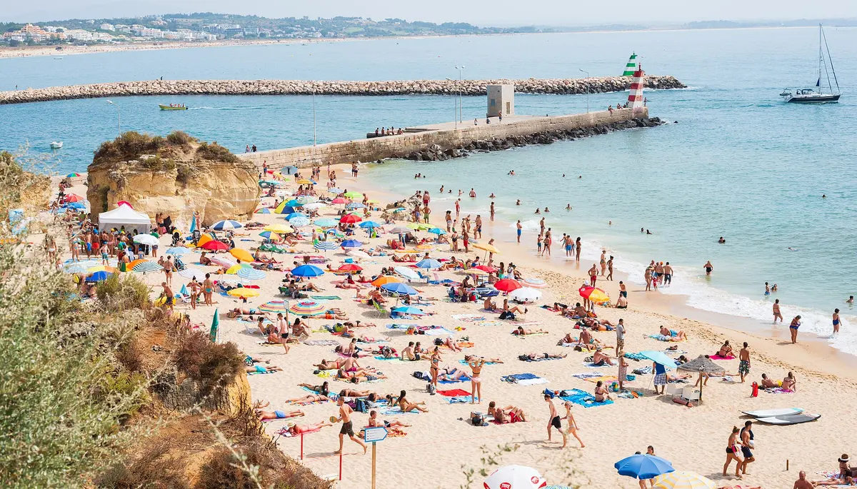 The beach and coastal setting at Praia da Batata in the western Algarve