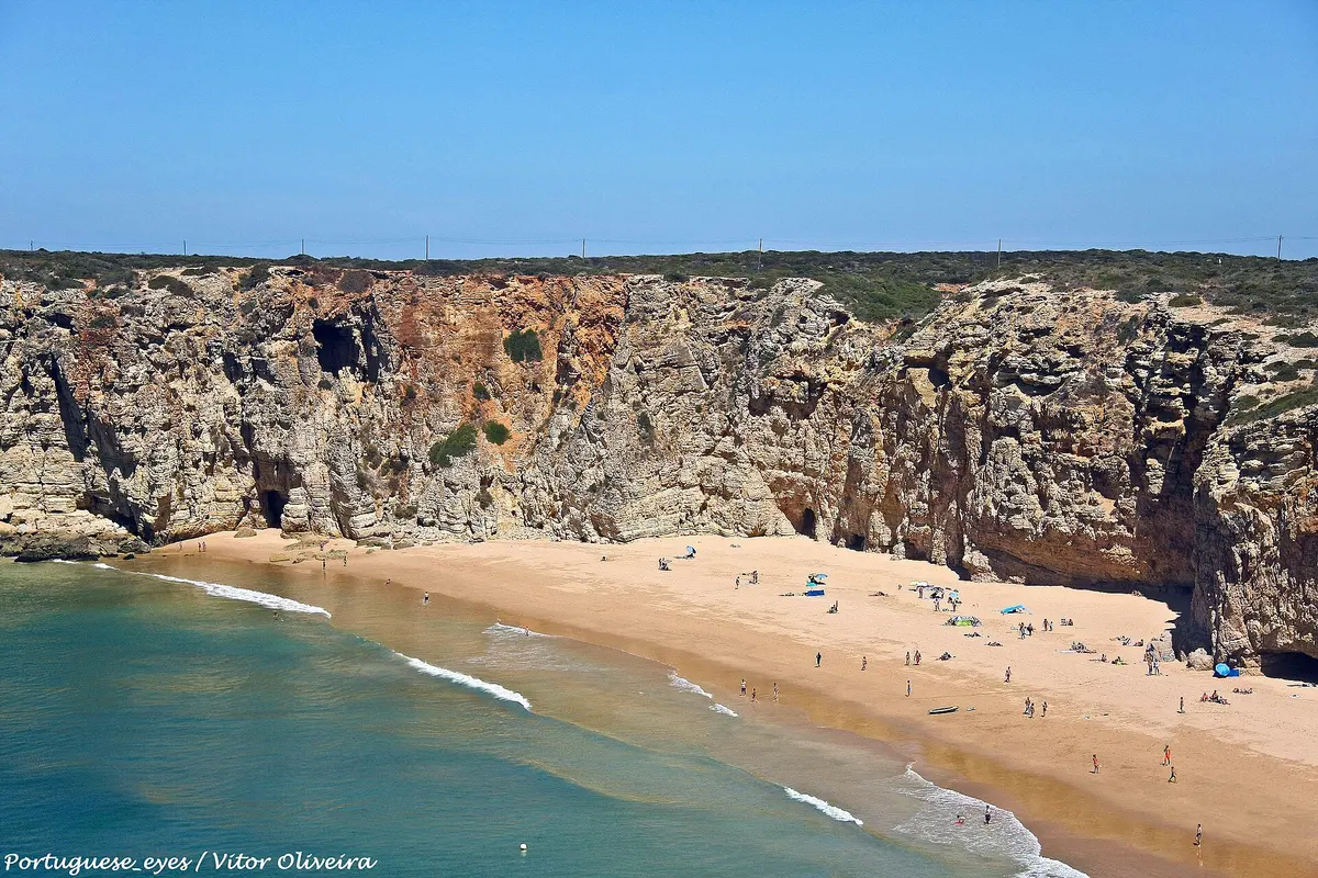 The beach and coastal setting at Praia do Beliche in the western Algarve