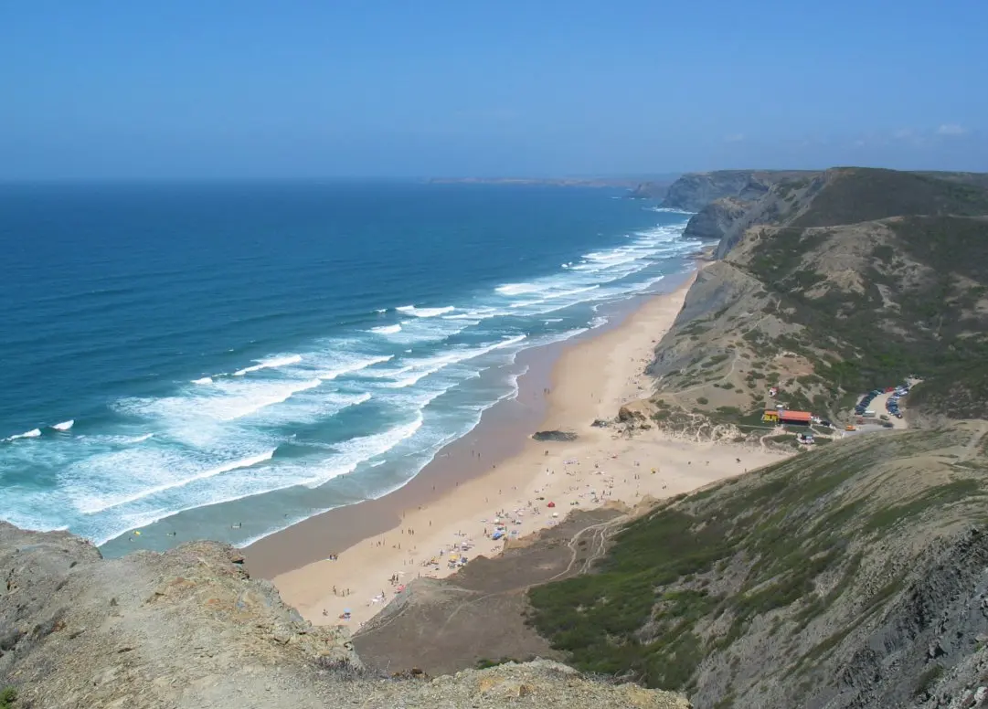 The beach and coastal setting at Praia da Cordoama in the western Algarve