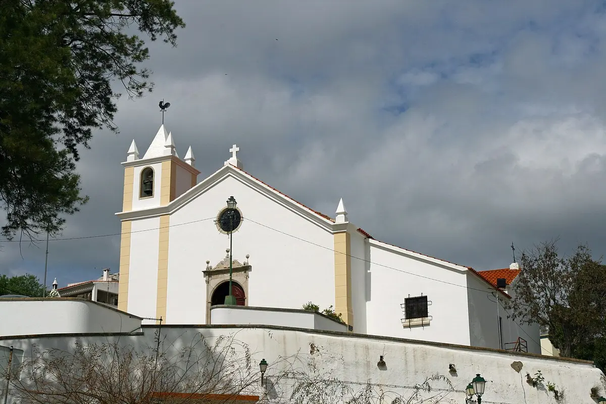 White walls and bell tower of São Salvador parish church in Alcoutim