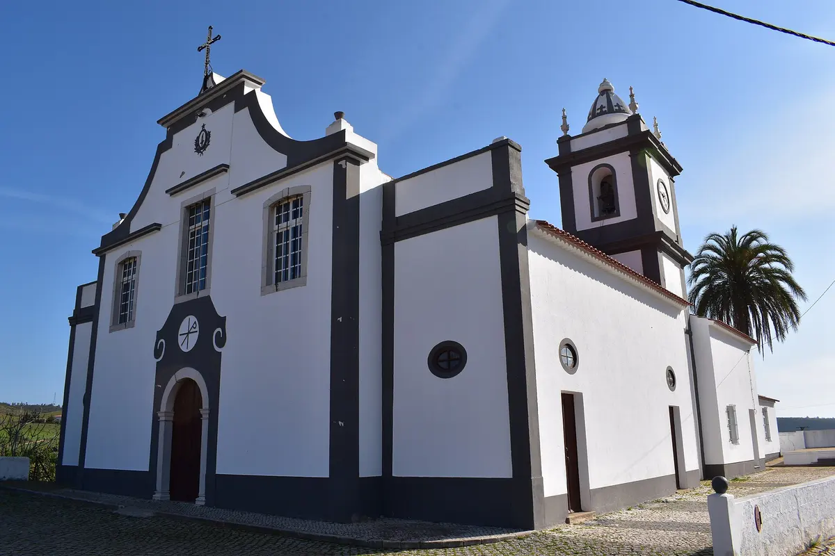 The parish church of Bensafrim with a decorative entrance and bell tower