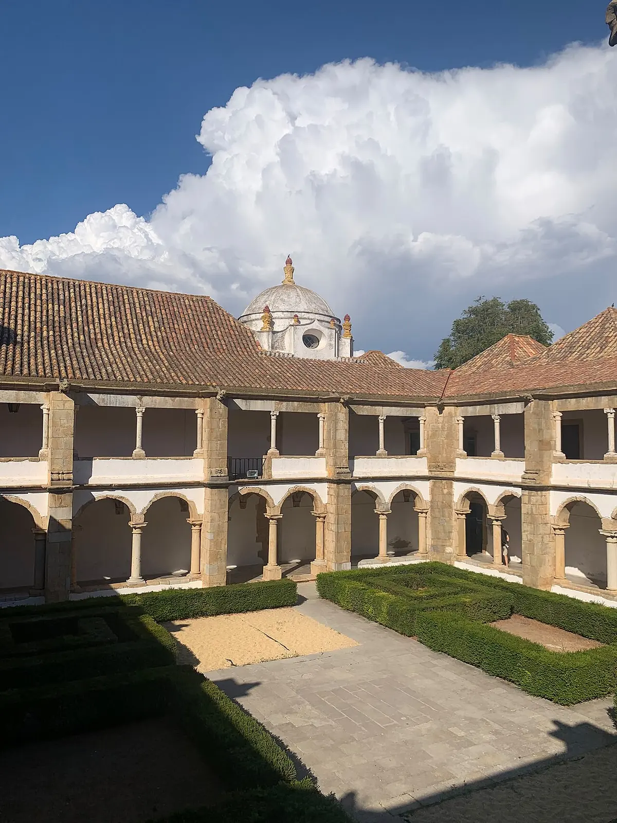 Arched cloister and garden of Museu Municipal de Faro in the former convent