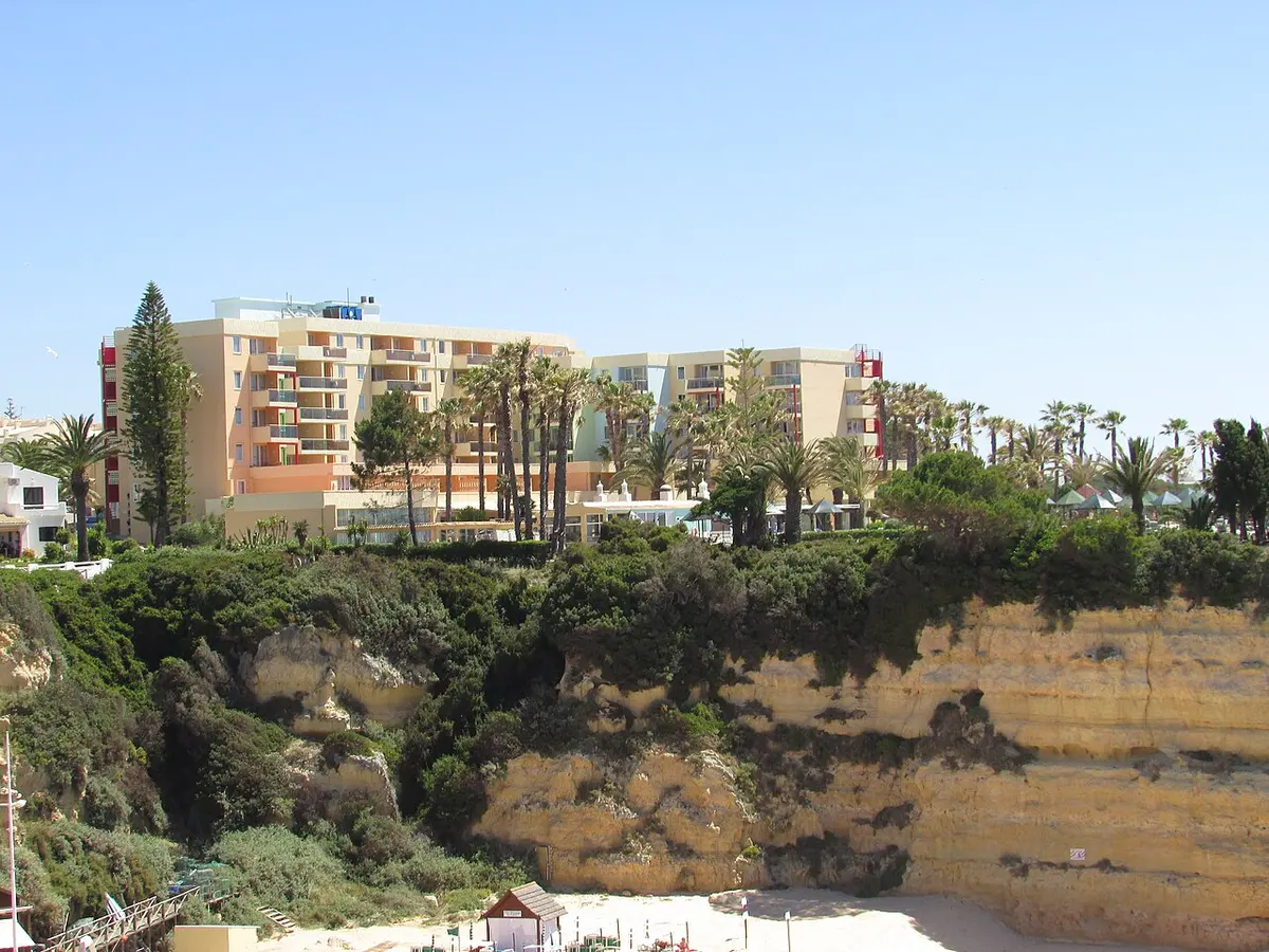 Pestana Viking hotel on the headland above the beach at Porches