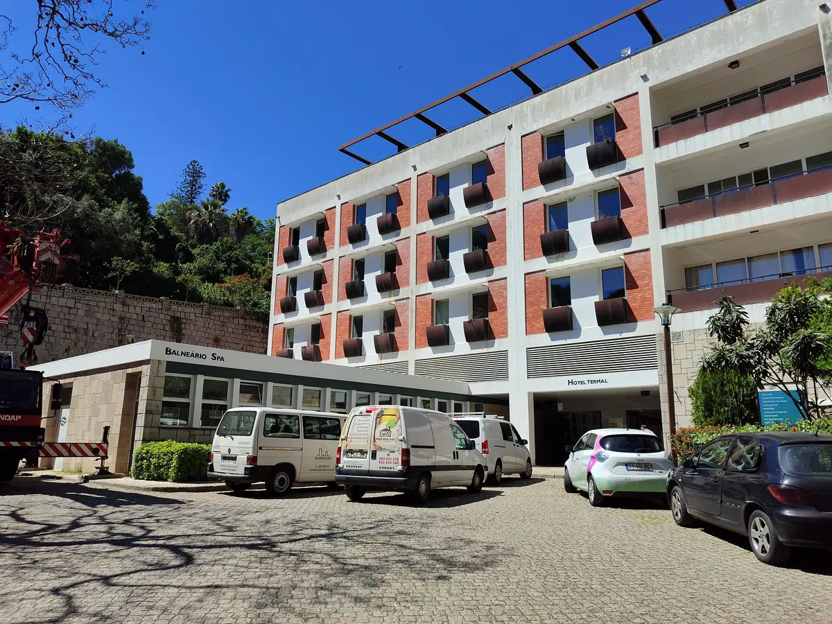 The entrance and façade of the Hotel Termal building within the Caldas de Monchique resort