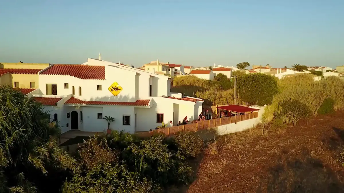 The Algarve Surf School camp building and terrace in Sagres